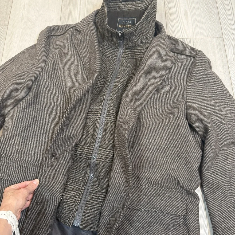 JoS A Bank Reserve Jacket Overcoat 2 in 1 Xtra XL Wool Blend Removable Lining‎